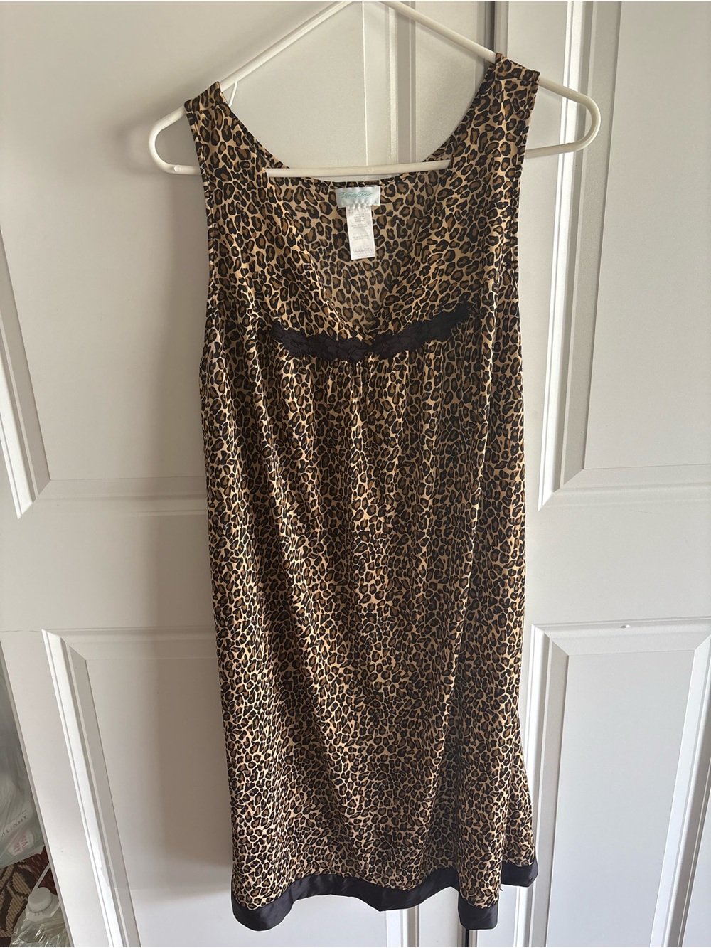 Vintage Vanity Fair Leopard Print Chemise - Size Large